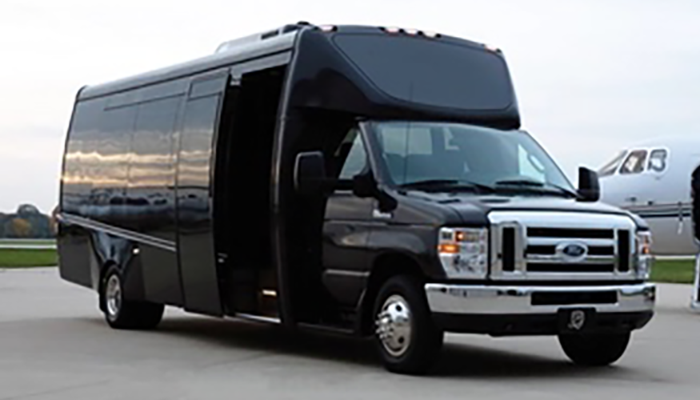 Exterior of black Party Bus